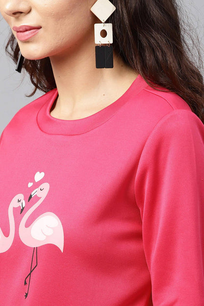 Women's Fuchsia Flamingo Print Sweatshirt