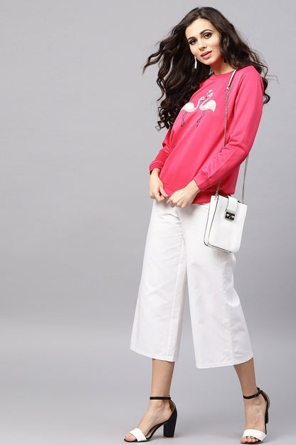Women's Fuchsia Flamingo Print Sweatshirt