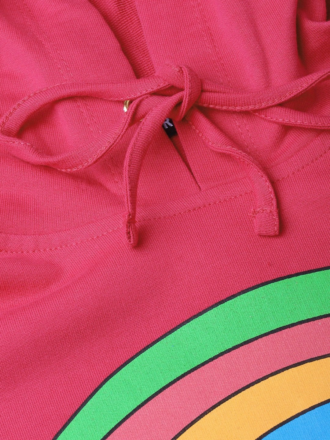 Women's Fuchsia Rainbow Print Crop Hoodie