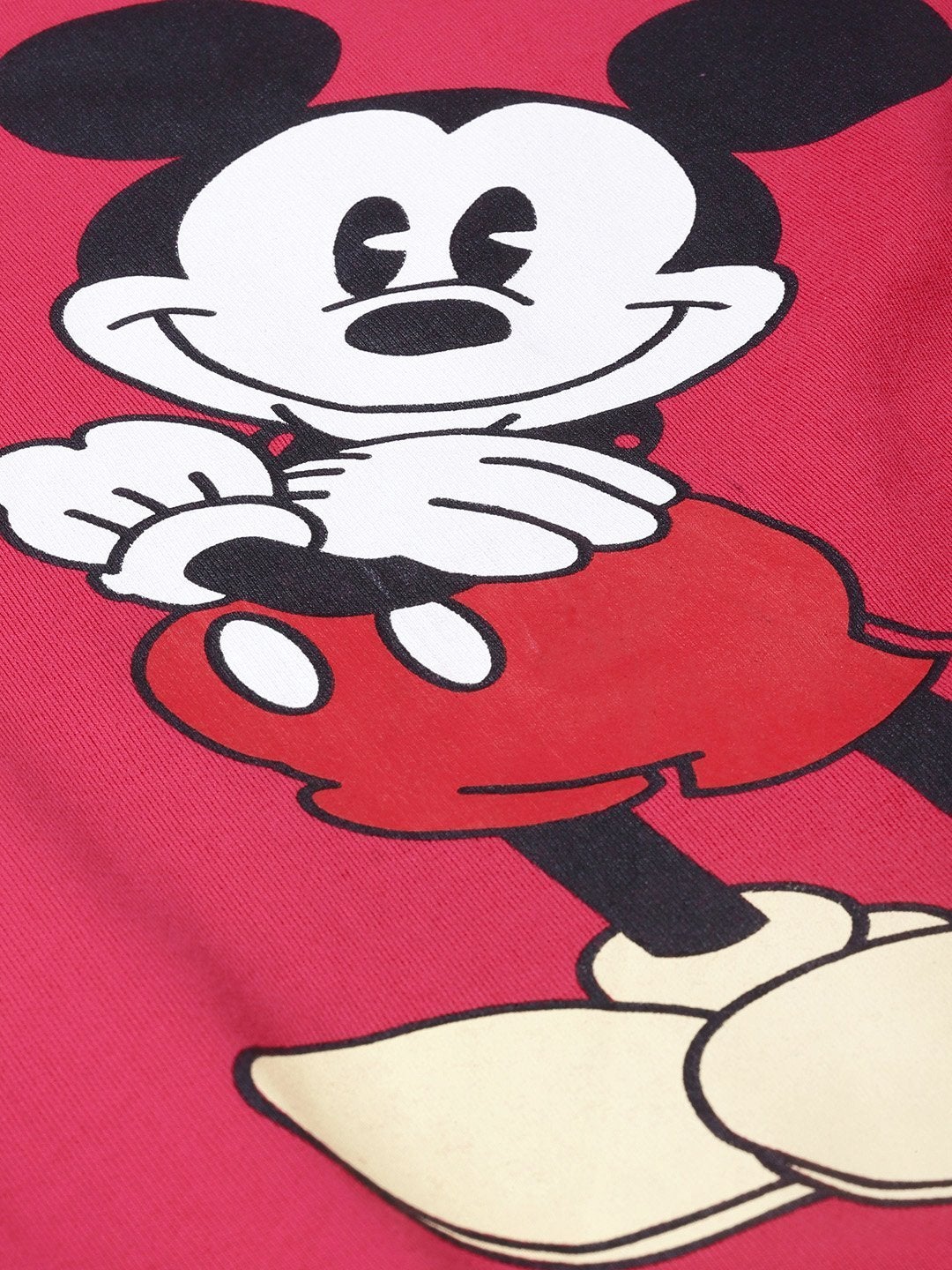 Women's Fuchsia Mickey Mouse Print Sweatshirt