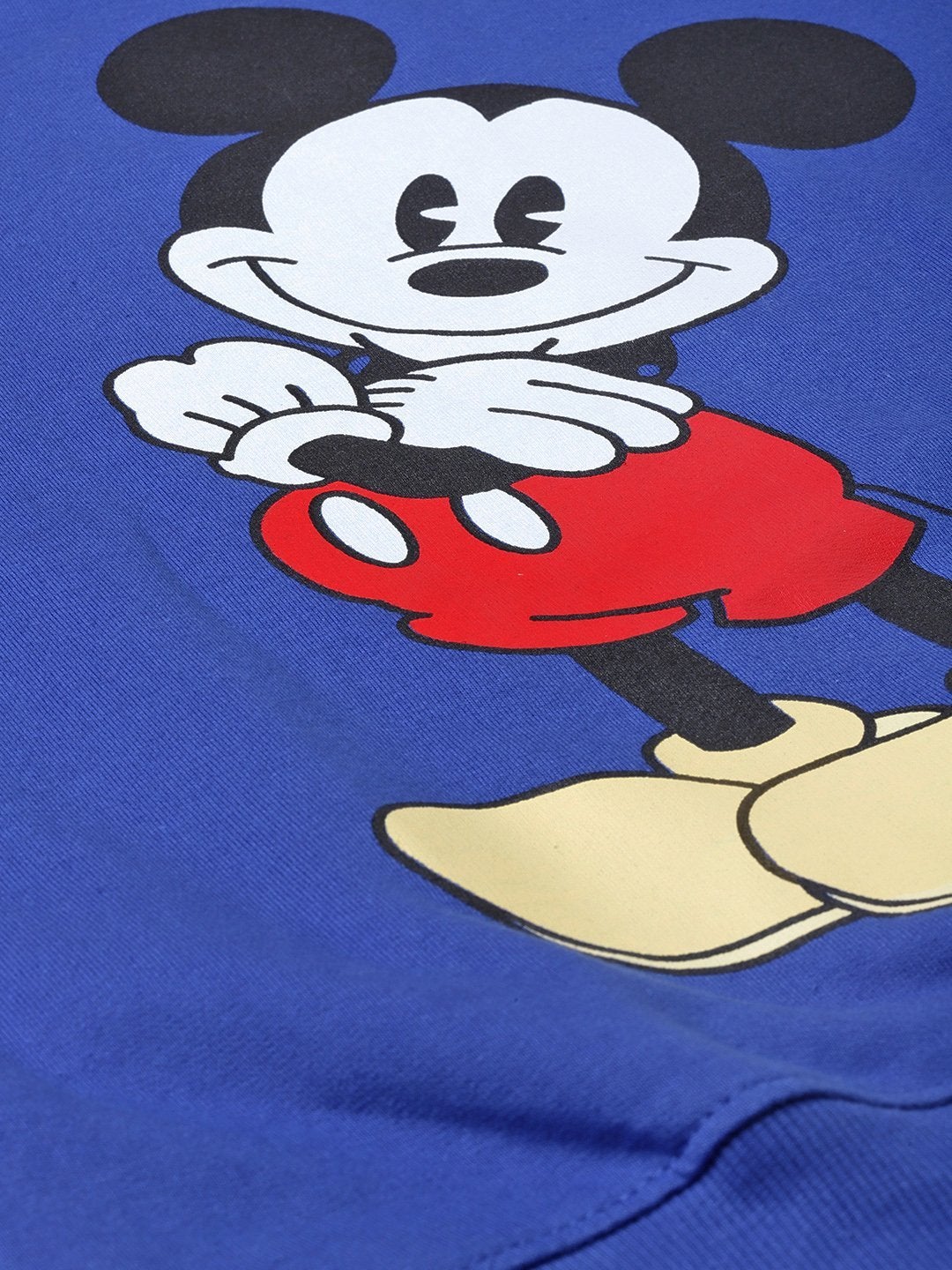 Women's Blue Mickey Mouse Print Sweatshirt