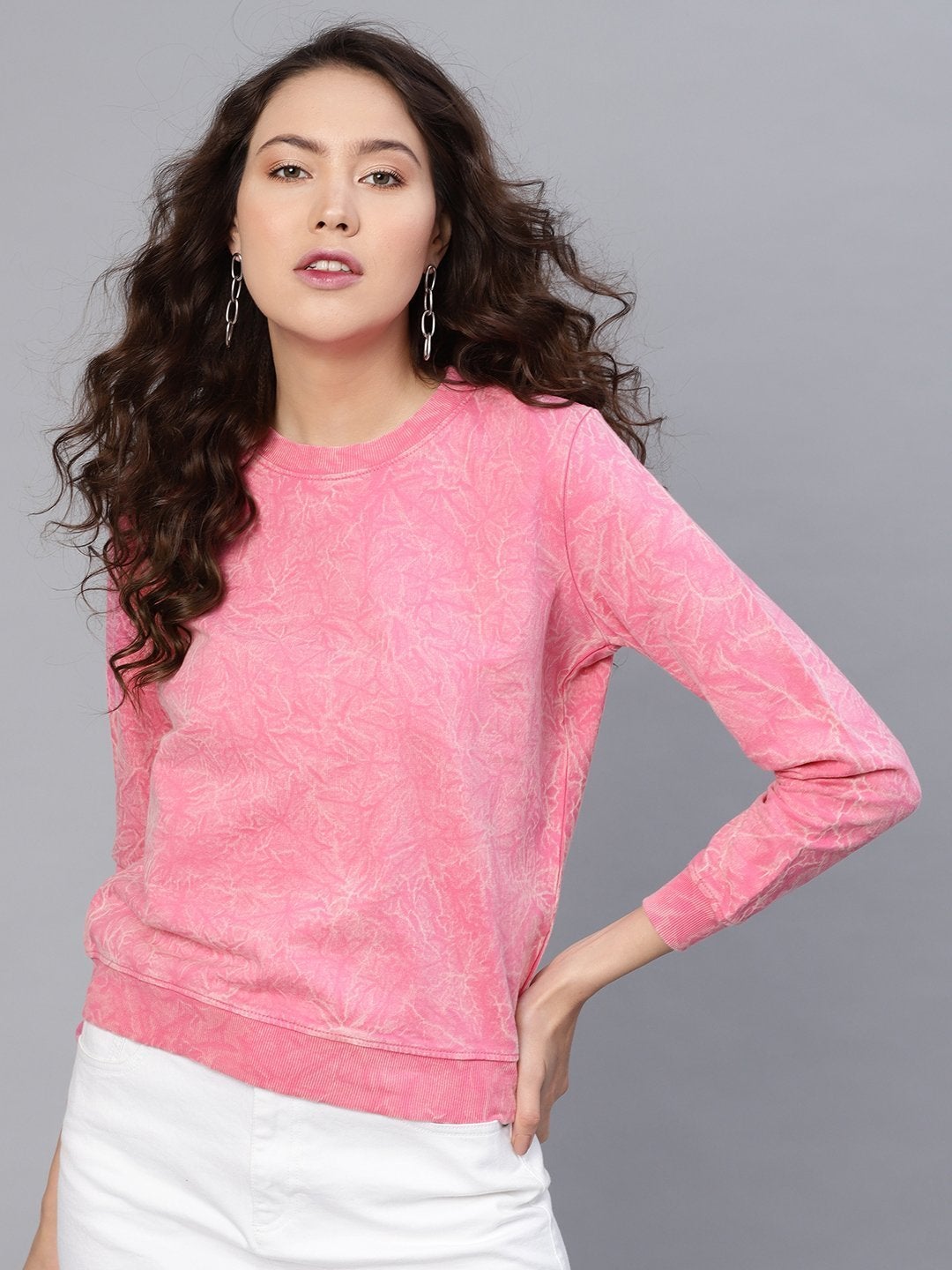 Women's Pink Stone Washed Sweatshirt