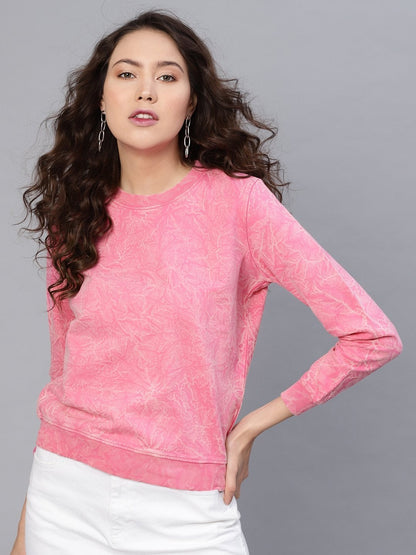 Women's Pink Stone Washed Sweatshirt
