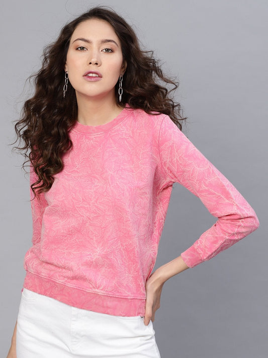 Women's Pink Stone Washed Sweatshirt