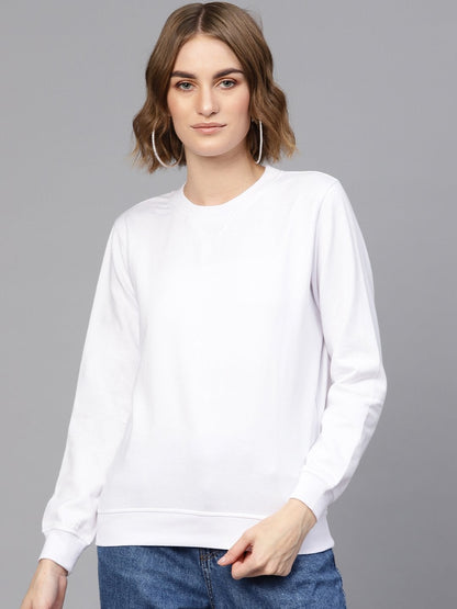 Women's White Basic Sweatshirt