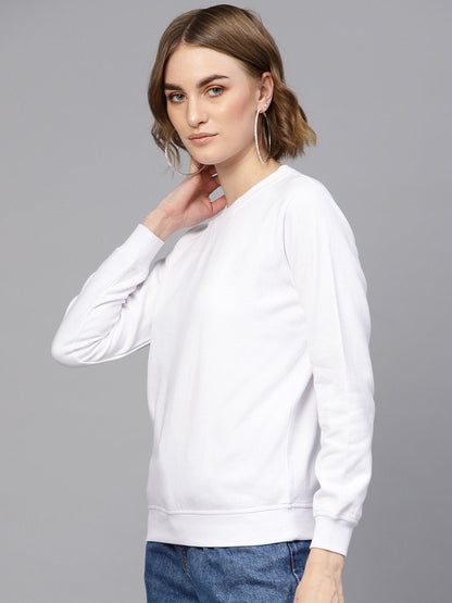 Women's White Basic Sweatshirt