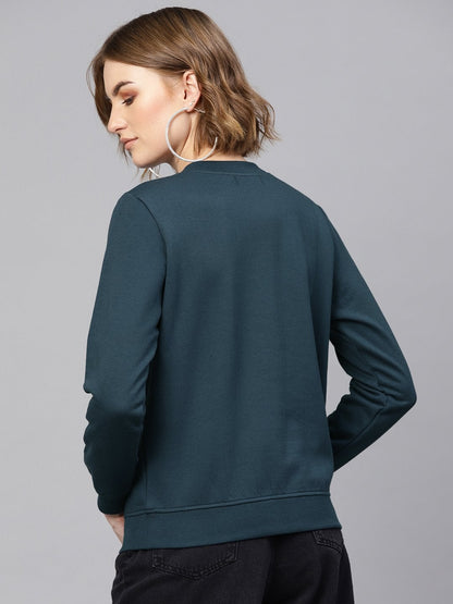 Women's Teal Front Studded Sweatshirt