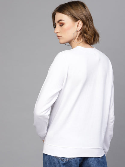 Women's White Front Studded Sweatshirt