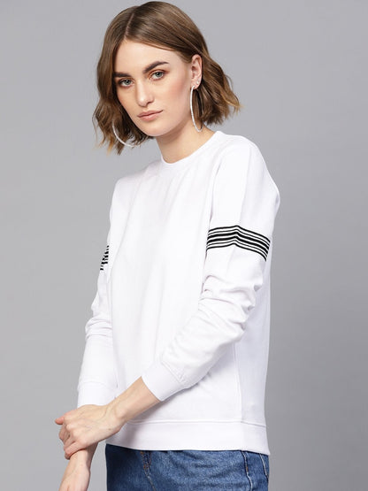 Women's White Arm Tape Sweatshirt