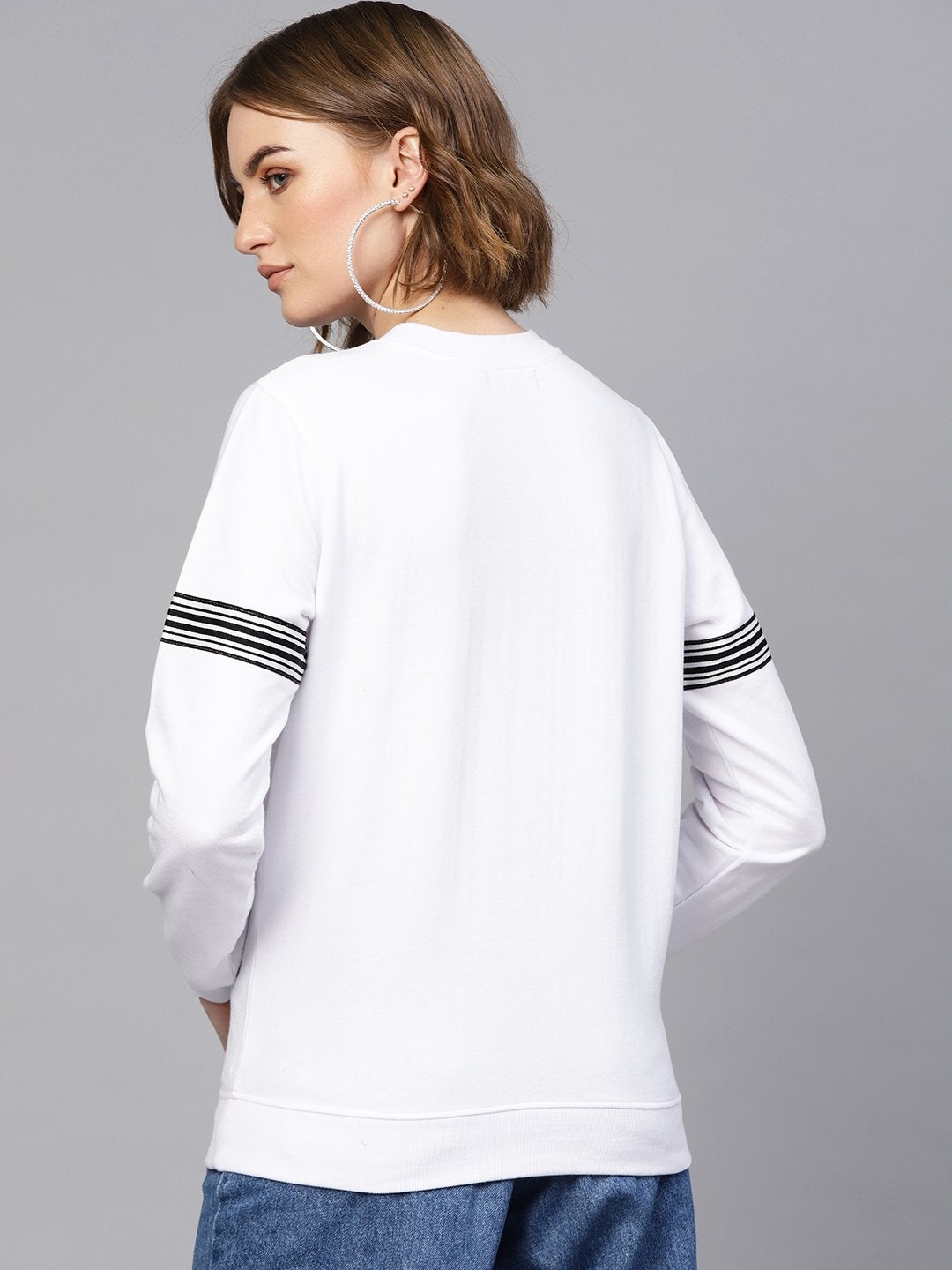Women's White Arm Tape Sweatshirt