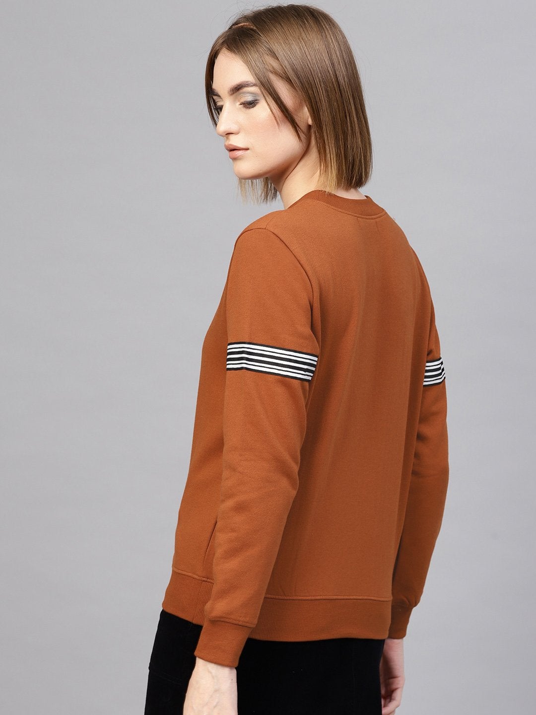 Women's Brown Arm Tape Sweatshirt