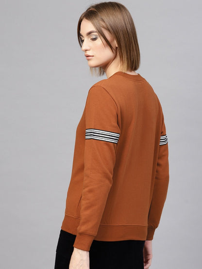 Women's Brown Arm Tape Sweatshirt