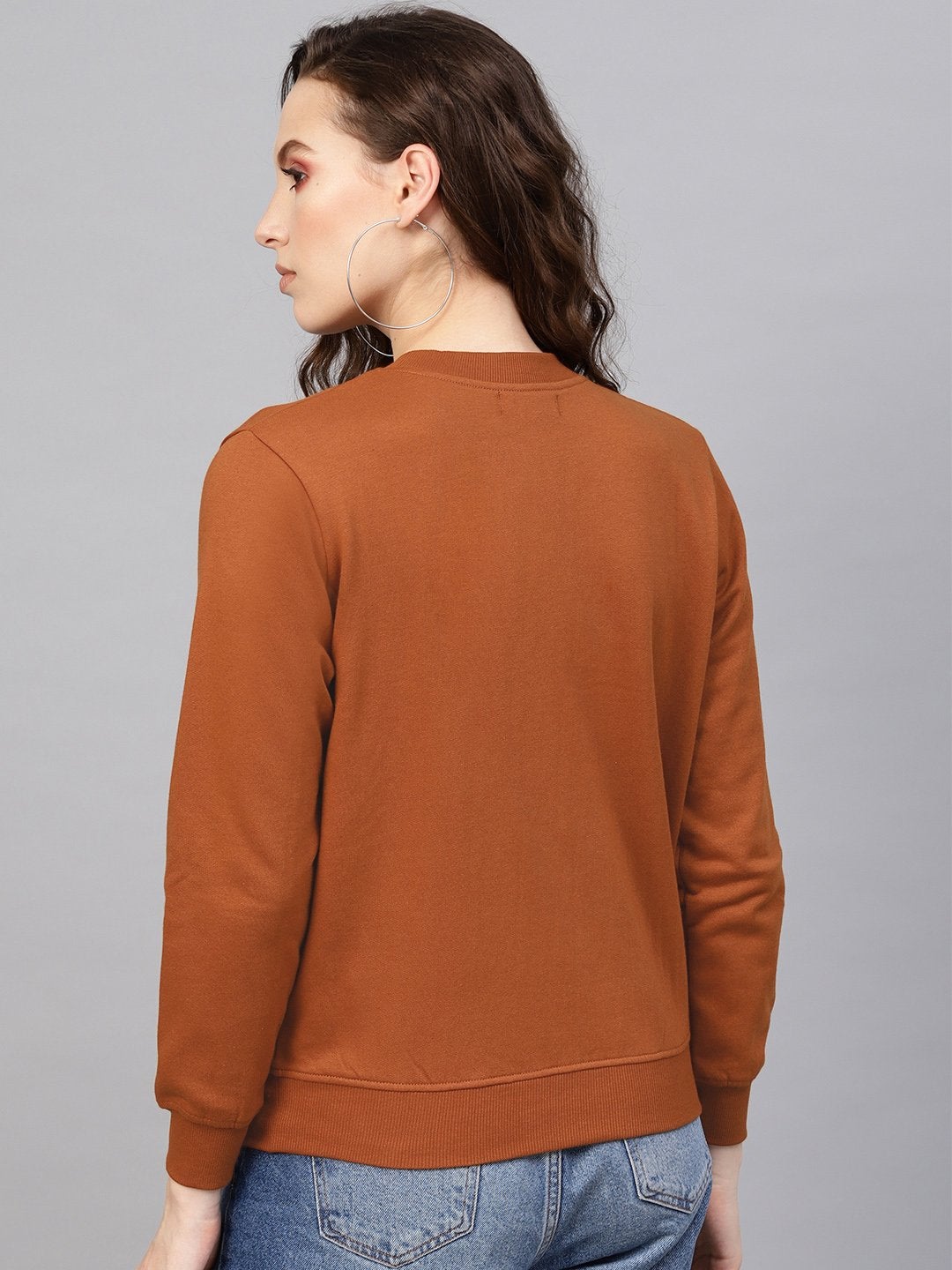 Women's Brown Heart Foil Print Sweatshirt