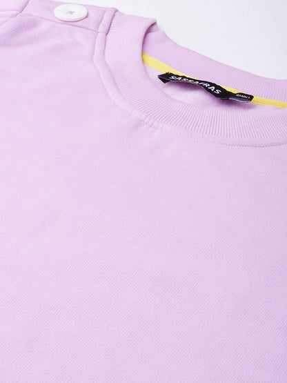 Women's Lavender Button On Sleeves Sweatshirt