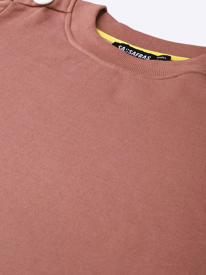 Women's Dusty Pink Button On Sleeves Sweatshirt