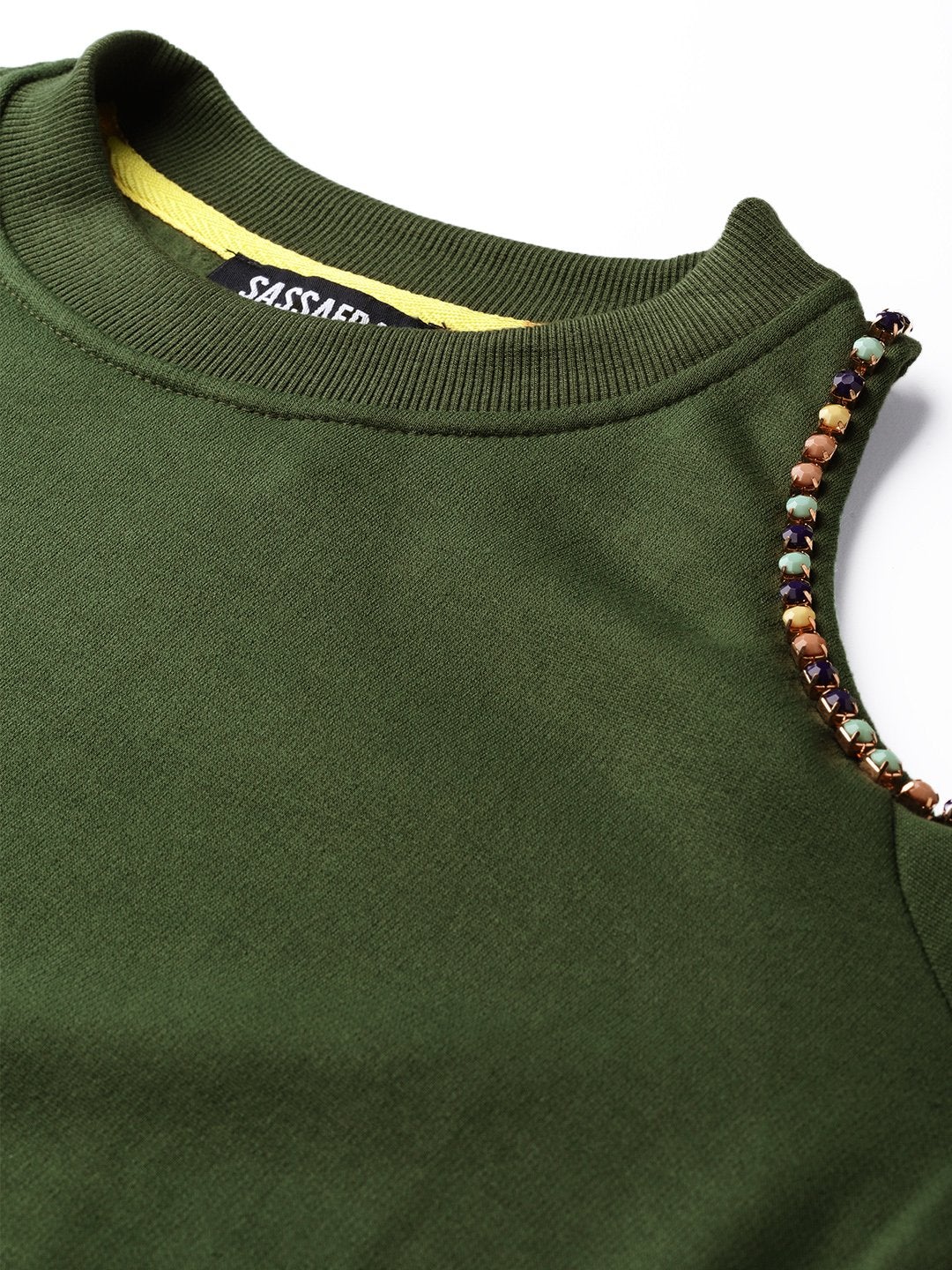 Women's Olive One Cold Shoulder Sweatshirt