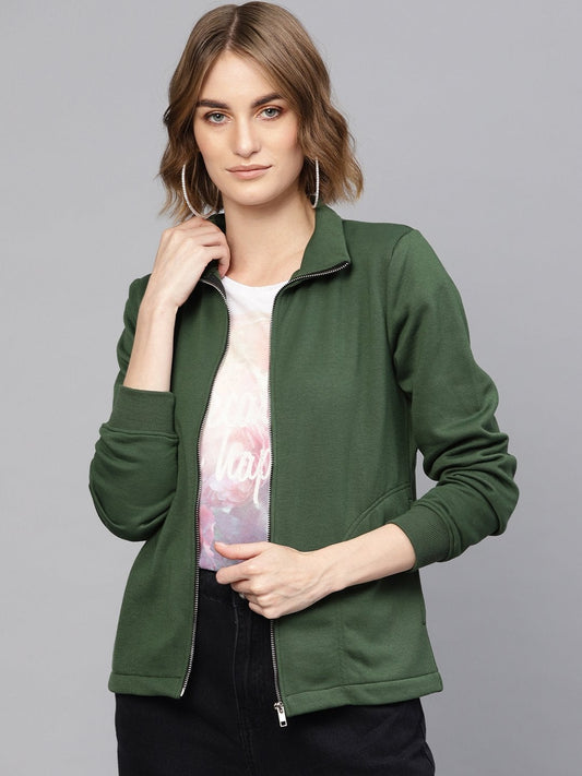 Women's Olive Zipper Sweatshirt