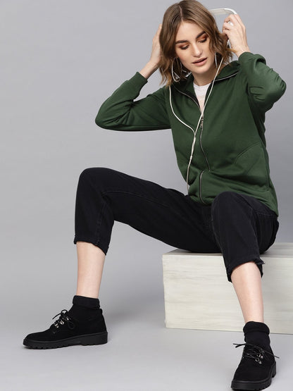 Women's Olive Zipper Sweatshirt