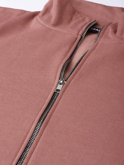 Women's Dusty Pink Zipper Sweatshirt