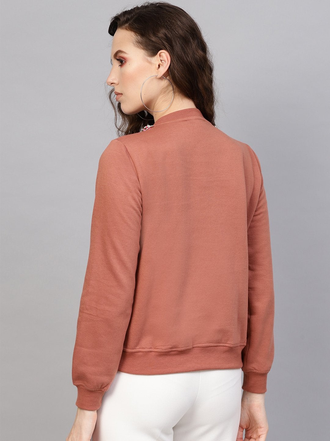 Women's Dusty Pink Neck Trim Sweatshirt
