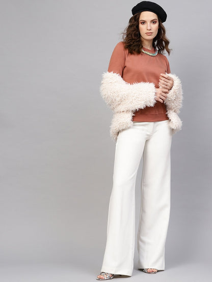 Women's Dusty Pink Neck Trim Sweatshirt