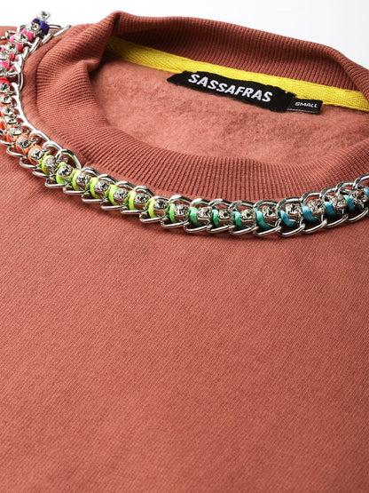 Women's Dusty Pink Neck Trim Sweatshirt