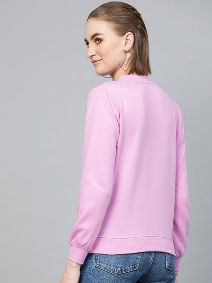 Women's Lavender Neck Trim Sweatshirt