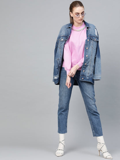 Women's Lavender Neck Trim Sweatshirt