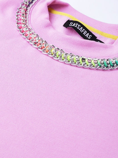 Women's Lavender Neck Trim Sweatshirt