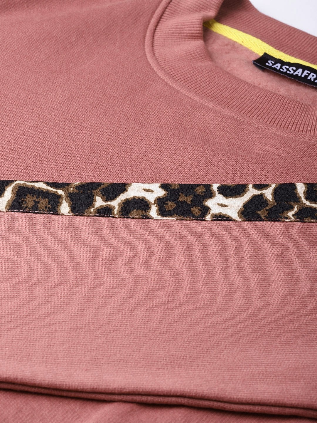 Women's Dusty Pink Cheetah Print Tape Sweatshirt