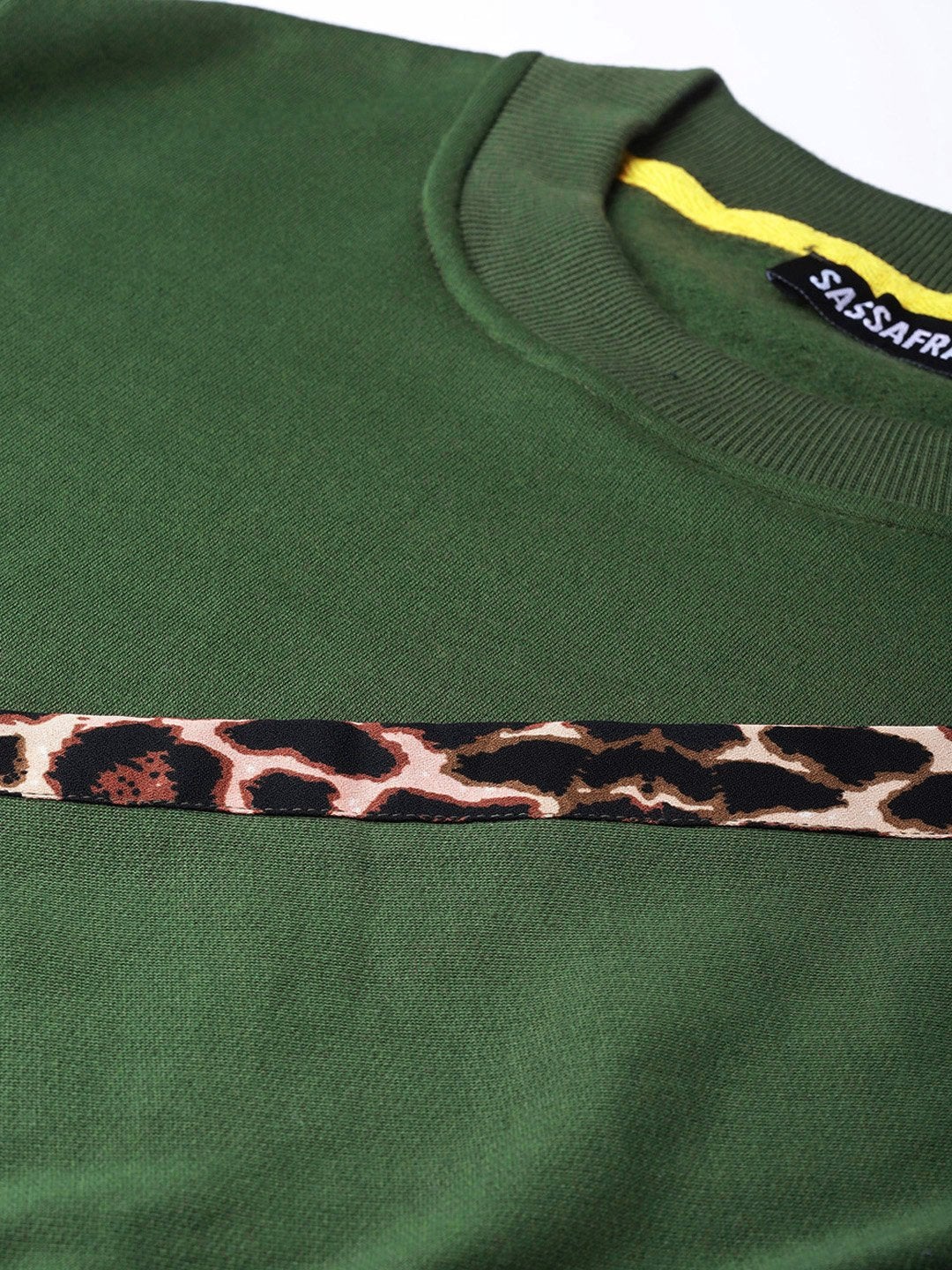 Women's Olive Cheetah Print Tape Sweatshirt
