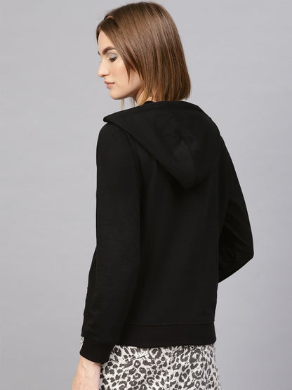 Women's Black Kangaroo Pocket Hoodie