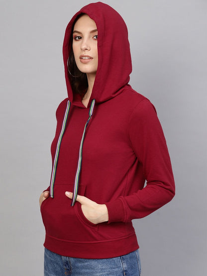 Women's Maroon Kangaroo Pocket Hoodie