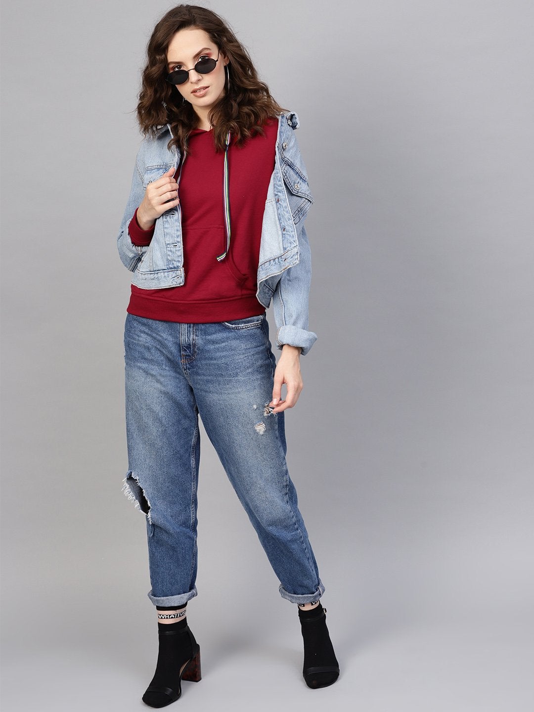 Women's Maroon Kangaroo Pocket Hoodie