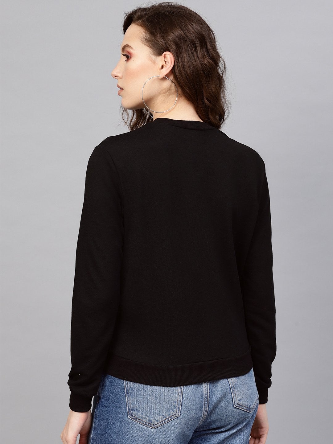 Women's Black Kitty Face Sweatshirt