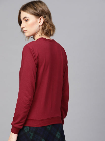 Women's Maroon Kitty Face Sweatshirt