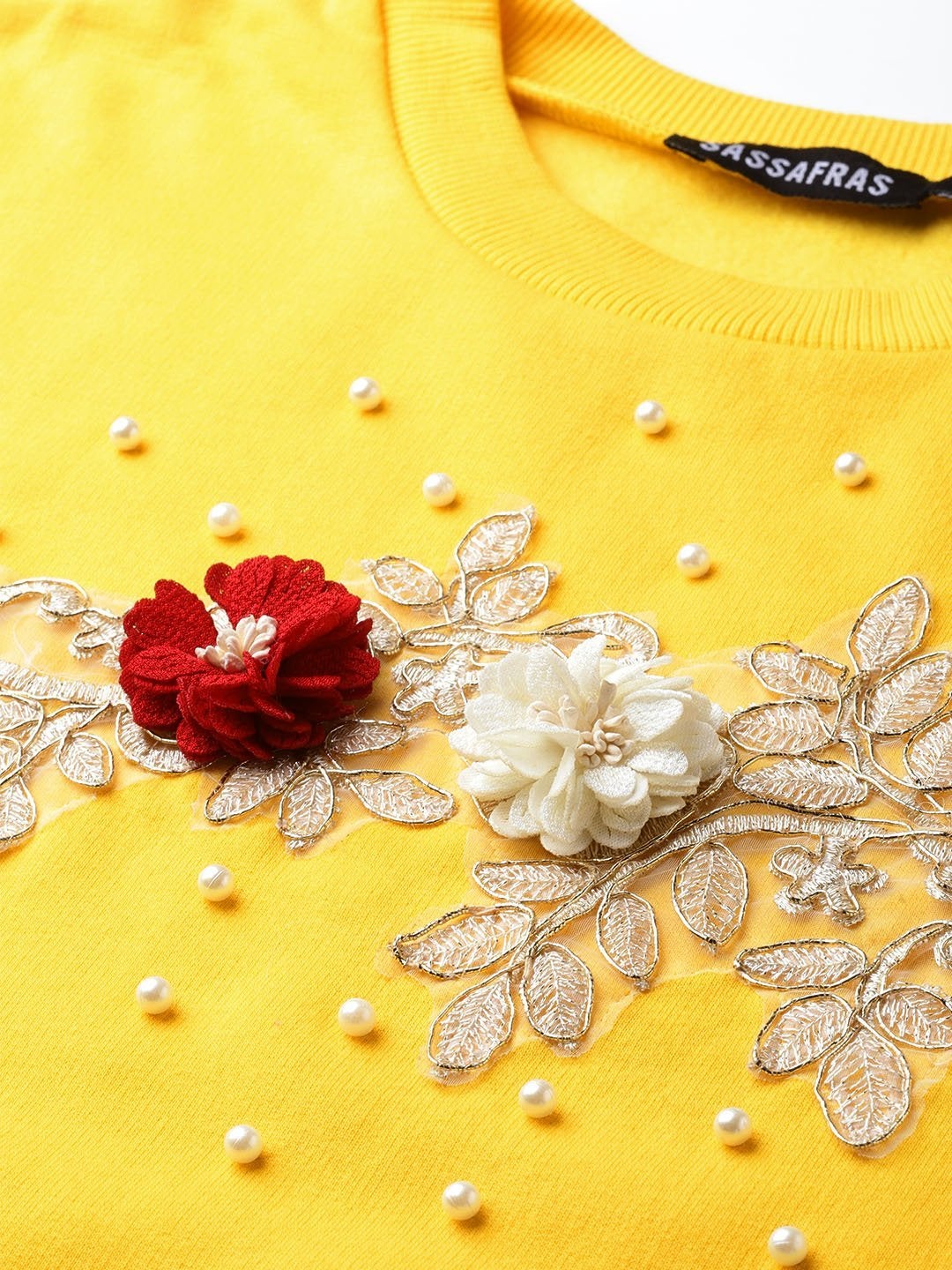 Women's Yellow Floral Patch Sweatshirt