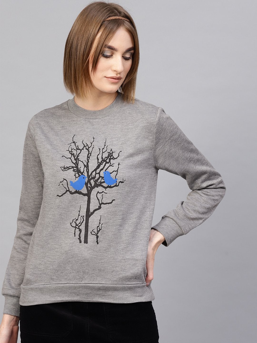 Women's Grey Tree Print Sweatshirt