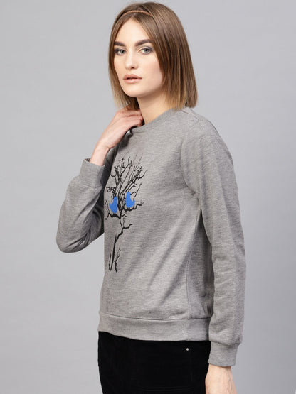 Women's Grey Tree Print Sweatshirt