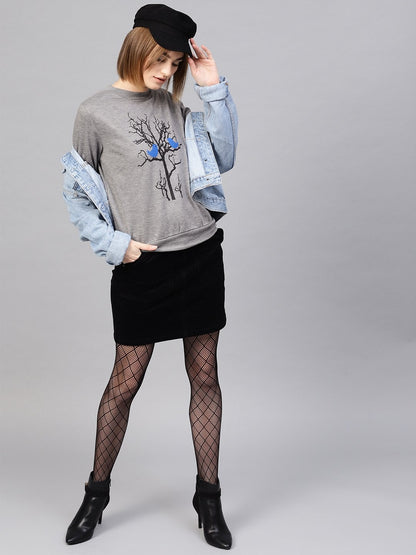 Women's Grey Tree Print Sweatshirt