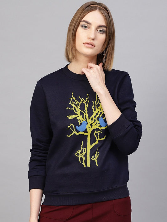 Women's Navy Tree Print Sweatshirt
