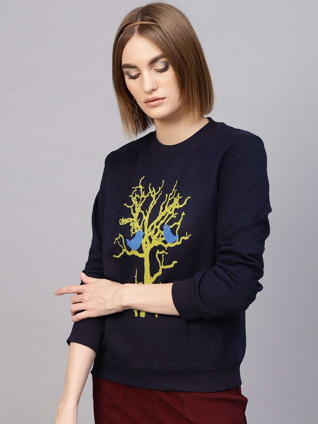 Women's Navy Tree Print Sweatshirt