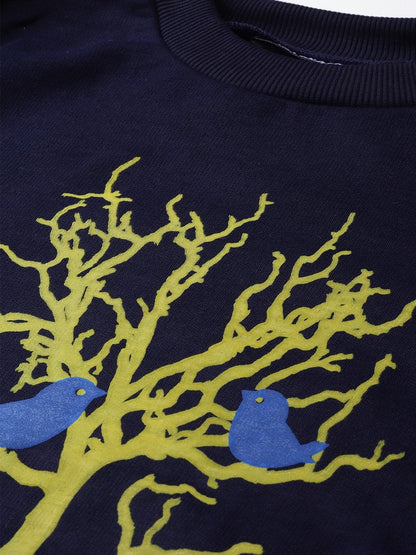 Women's Navy Tree Print Sweatshirt