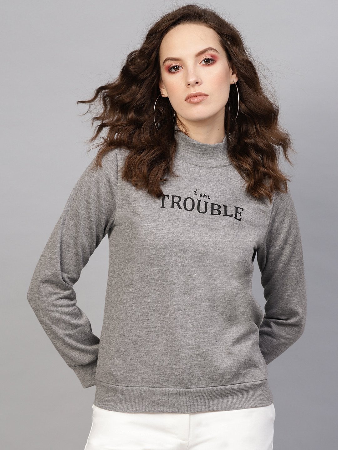 Women's Grey Slogan Print Sweatshirt