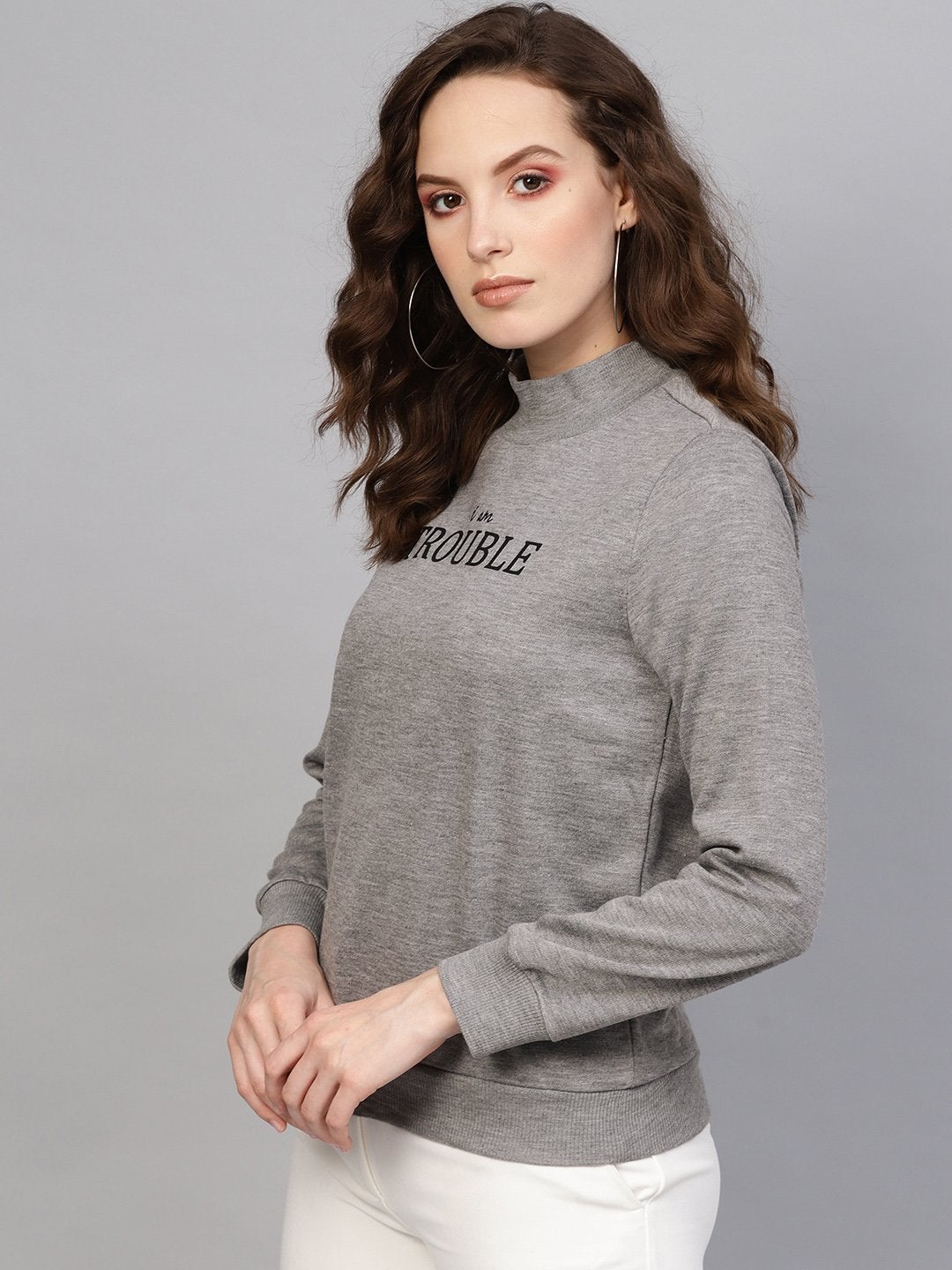 Women's Grey Slogan Print Sweatshirt