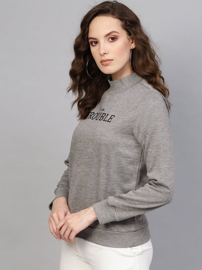 Women's Grey Slogan Print Sweatshirt
