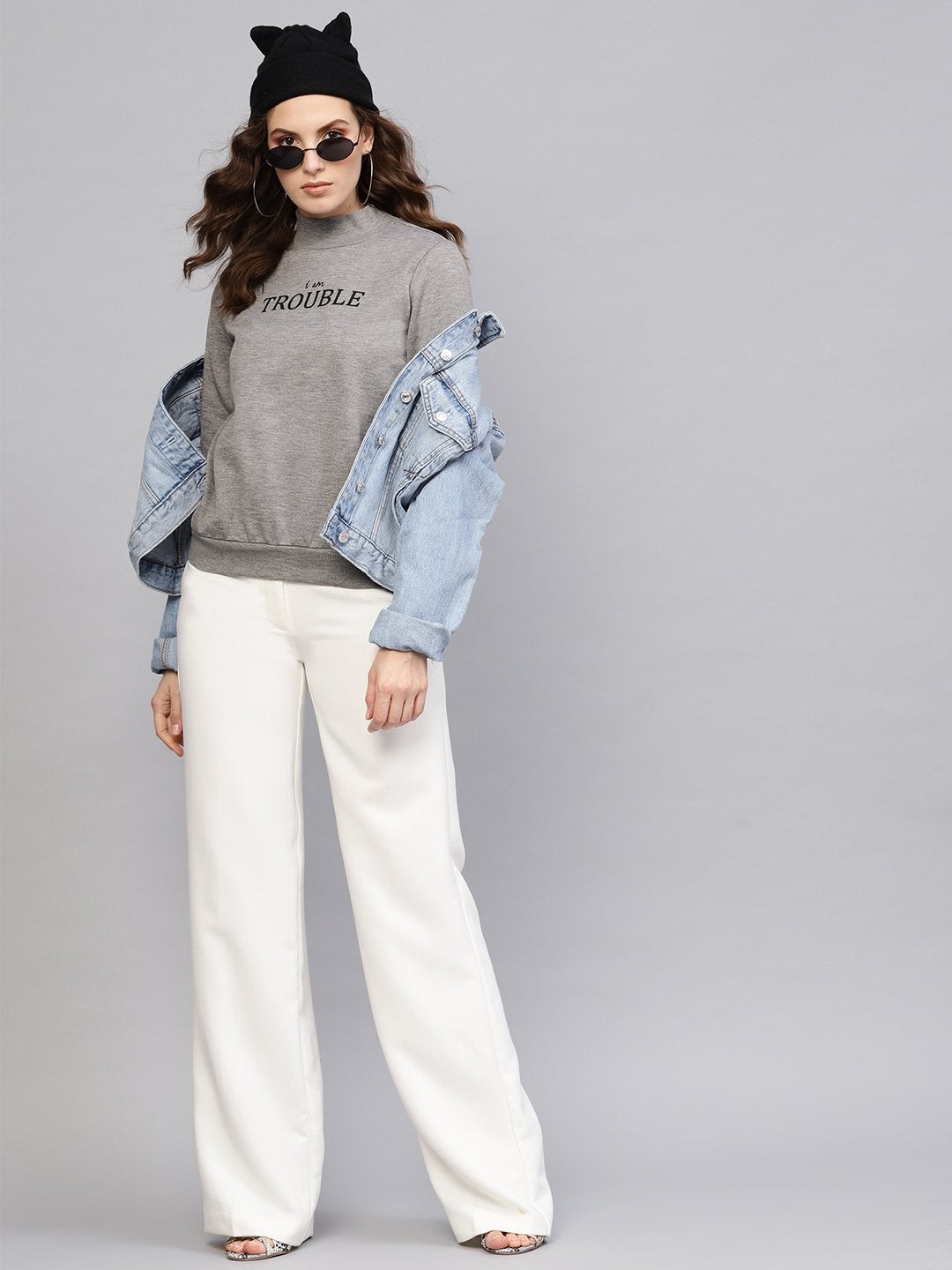 Women's Grey Slogan Print Sweatshirt