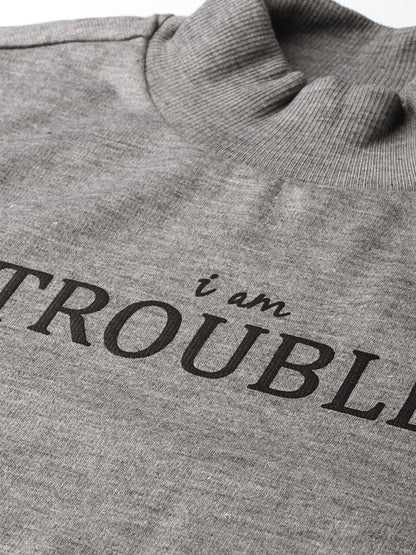Women's Grey Slogan Print Sweatshirt