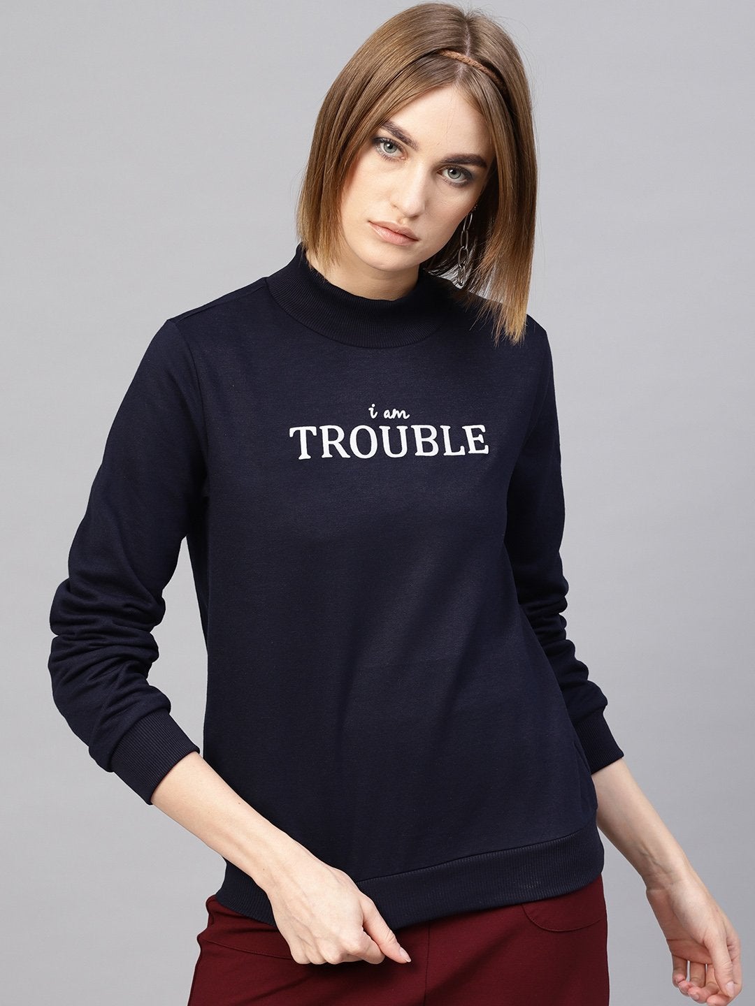 Women's Navy Slogan Print Sweatshirt