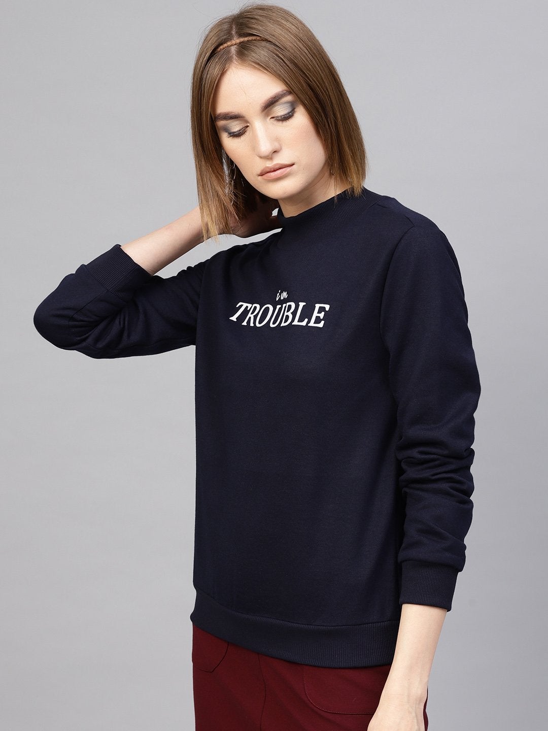 Women's Navy Slogan Print Sweatshirt
